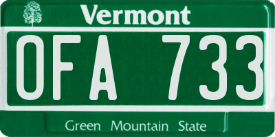 VT license plate OFA733