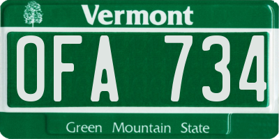 VT license plate OFA734
