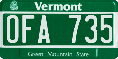 VT license plate OFA735