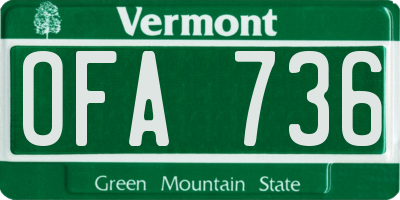 VT license plate OFA736