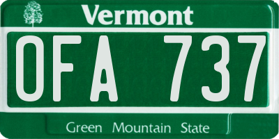 VT license plate OFA737