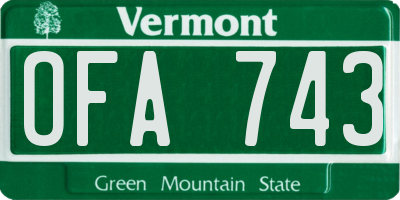 VT license plate OFA743
