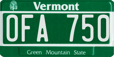 VT license plate OFA750