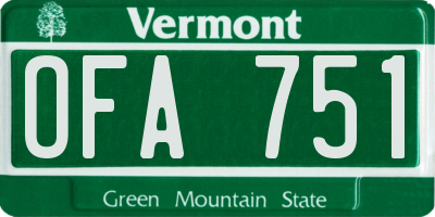 VT license plate OFA751
