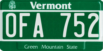 VT license plate OFA752