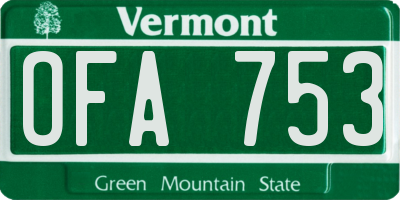 VT license plate OFA753