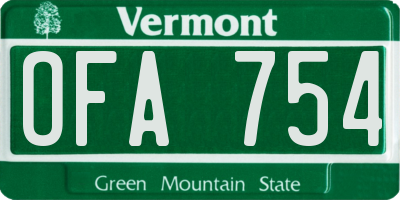 VT license plate OFA754