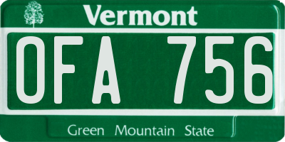 VT license plate OFA756