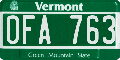 VT license plate OFA763