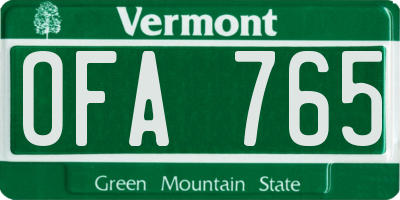 VT license plate OFA765