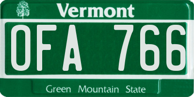 VT license plate OFA766