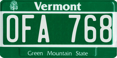 VT license plate OFA768