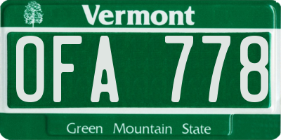 VT license plate OFA778