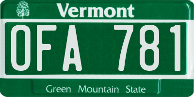 VT license plate OFA781