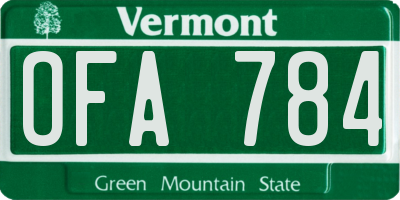 VT license plate OFA784