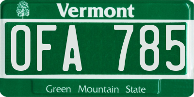 VT license plate OFA785