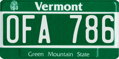 VT license plate OFA786