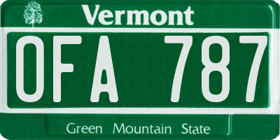VT license plate OFA787