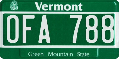 VT license plate OFA788