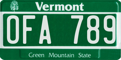 VT license plate OFA789