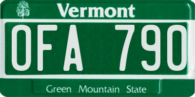VT license plate OFA790