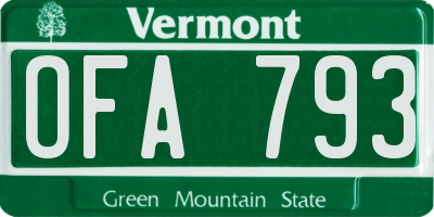 VT license plate OFA793