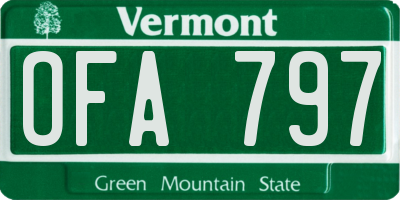 VT license plate OFA797