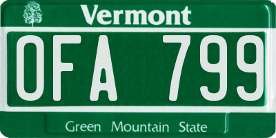 VT license plate OFA799