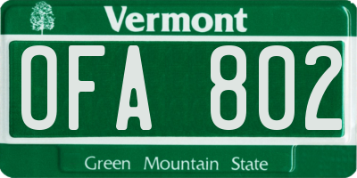 VT license plate OFA802