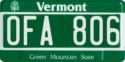 VT license plate OFA806