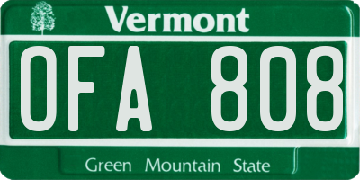 VT license plate OFA808