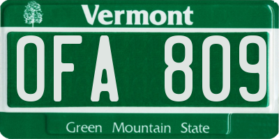 VT license plate OFA809