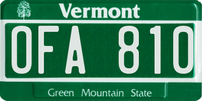 VT license plate OFA810
