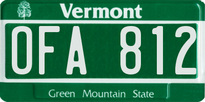 VT license plate OFA812