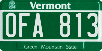 VT license plate OFA813