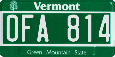 VT license plate OFA814