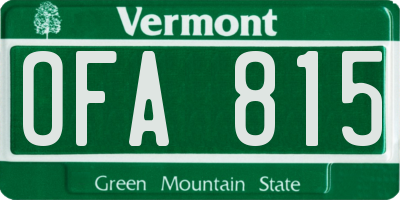 VT license plate OFA815