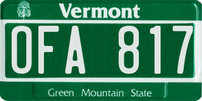 VT license plate OFA817