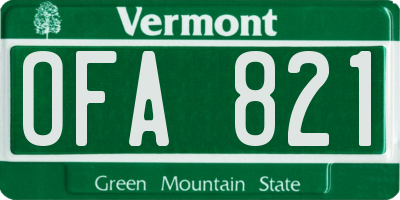 VT license plate OFA821
