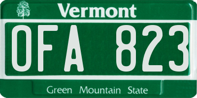 VT license plate OFA823