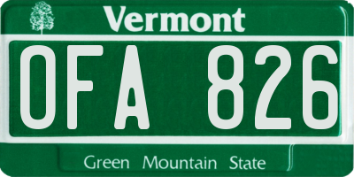 VT license plate OFA826