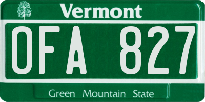 VT license plate OFA827
