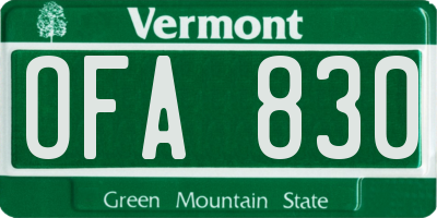 VT license plate OFA830