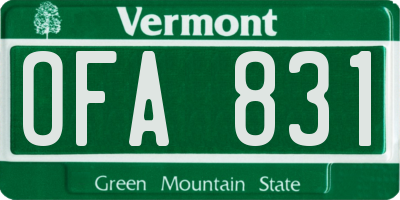VT license plate OFA831