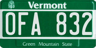 VT license plate OFA832