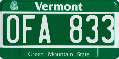 VT license plate OFA833