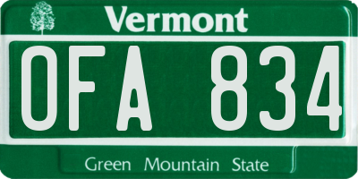 VT license plate OFA834