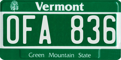 VT license plate OFA836