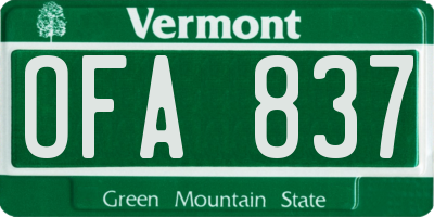 VT license plate OFA837