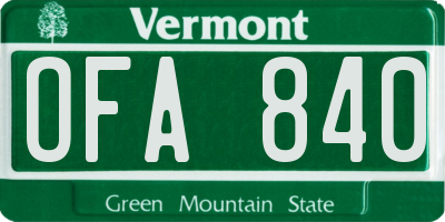 VT license plate OFA840